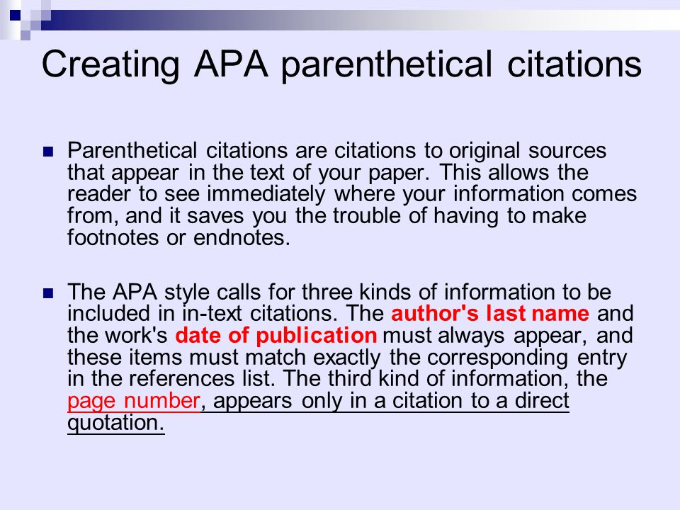 Citation in apa style